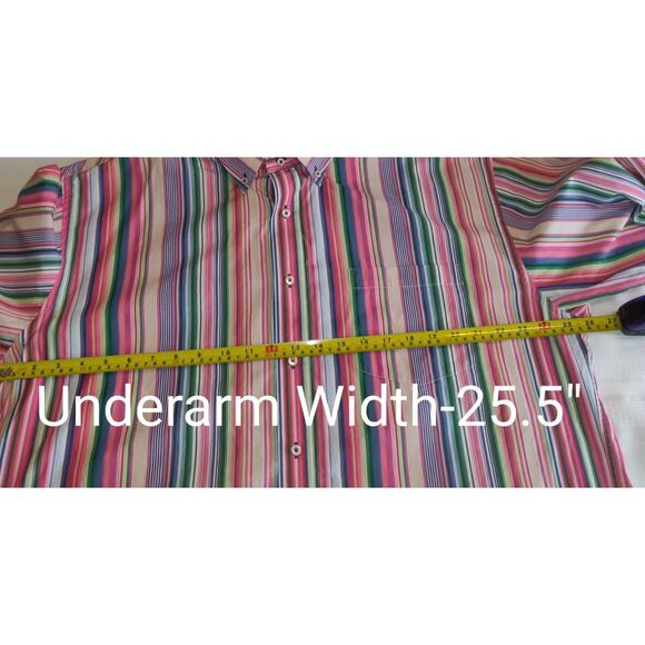 VTG Tommy Hilfiger Men's Shirt XL Striped Multicolor Rainbow Colors Cotton - Picture 15 of 16